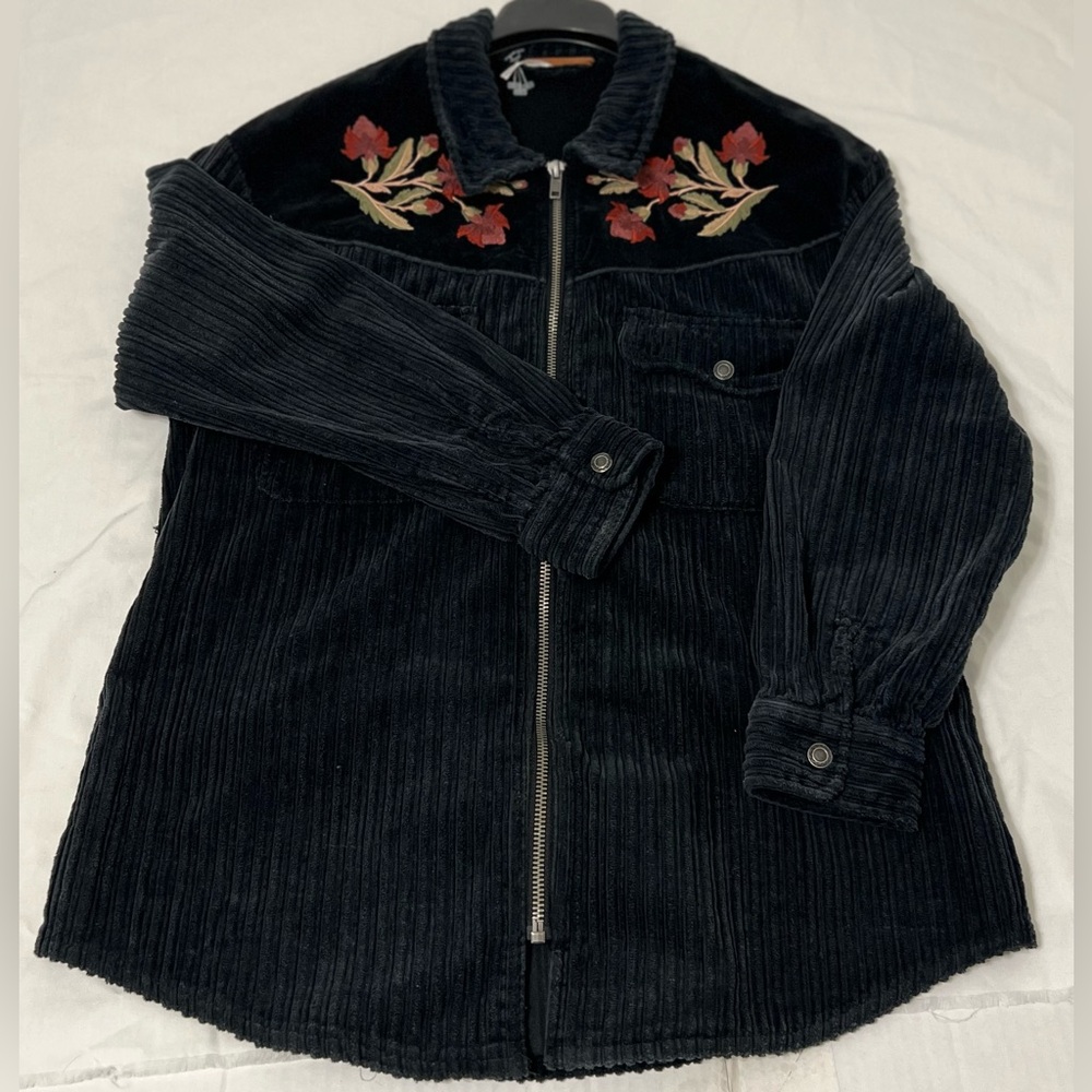 Free People Corduroy Embroidered Jacket Small BoHo Chick Vintage Inspired